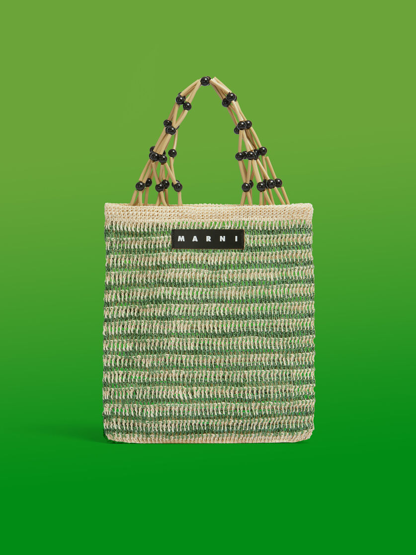 Brown MARNI MARKET FIQUE natural fibre net shopper - Shopping Bags - Image 1