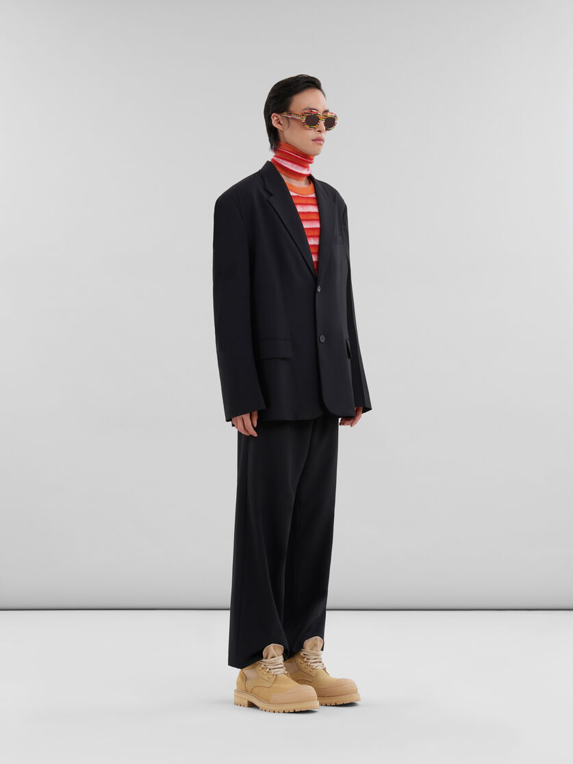 Black wool straight-leg trousers with Marni mending logo - Pants - Image 2