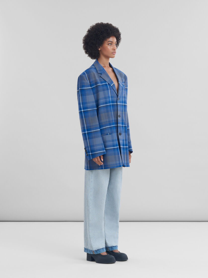 Blau karierte Oversize-Jacke aus Schurwolle - Jacken - Image 6