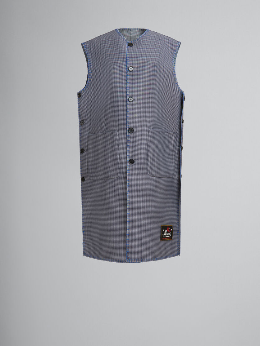 Giacca senza maniche reversibile in lana a quadri blu - Gilet - Image 1