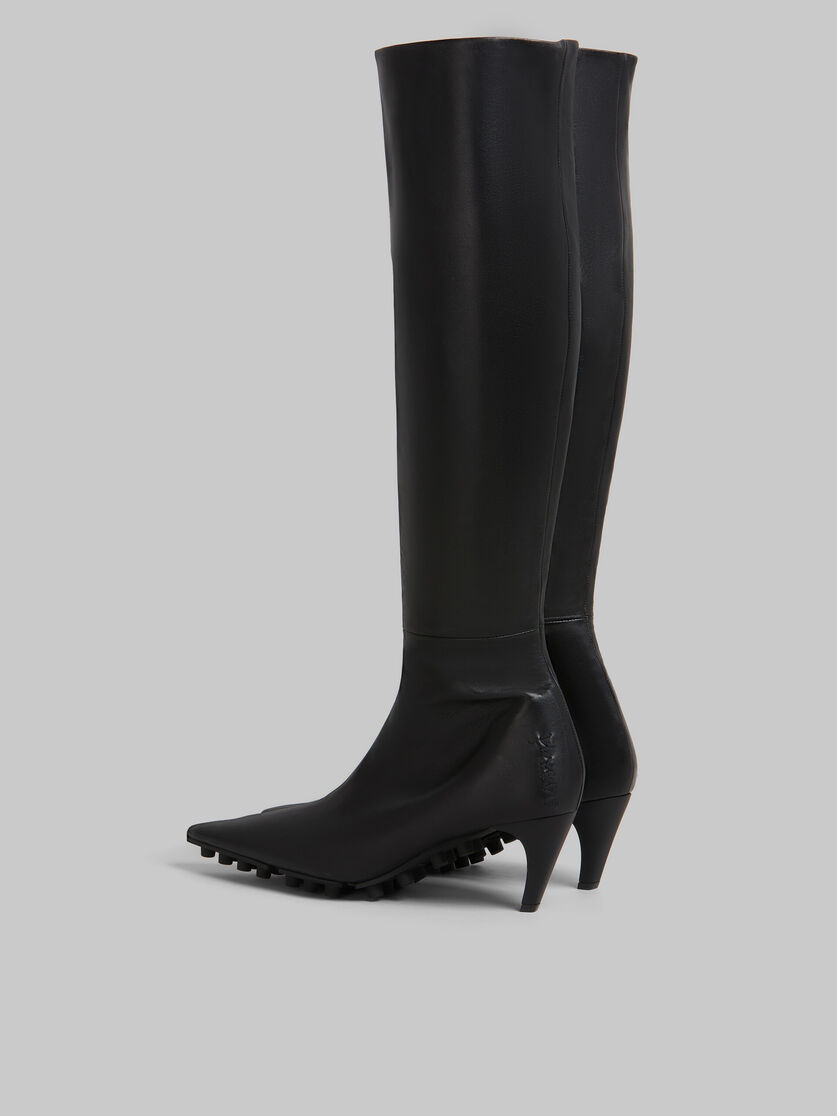 Black nappa knee-high Spike boot - Boots - Image 3