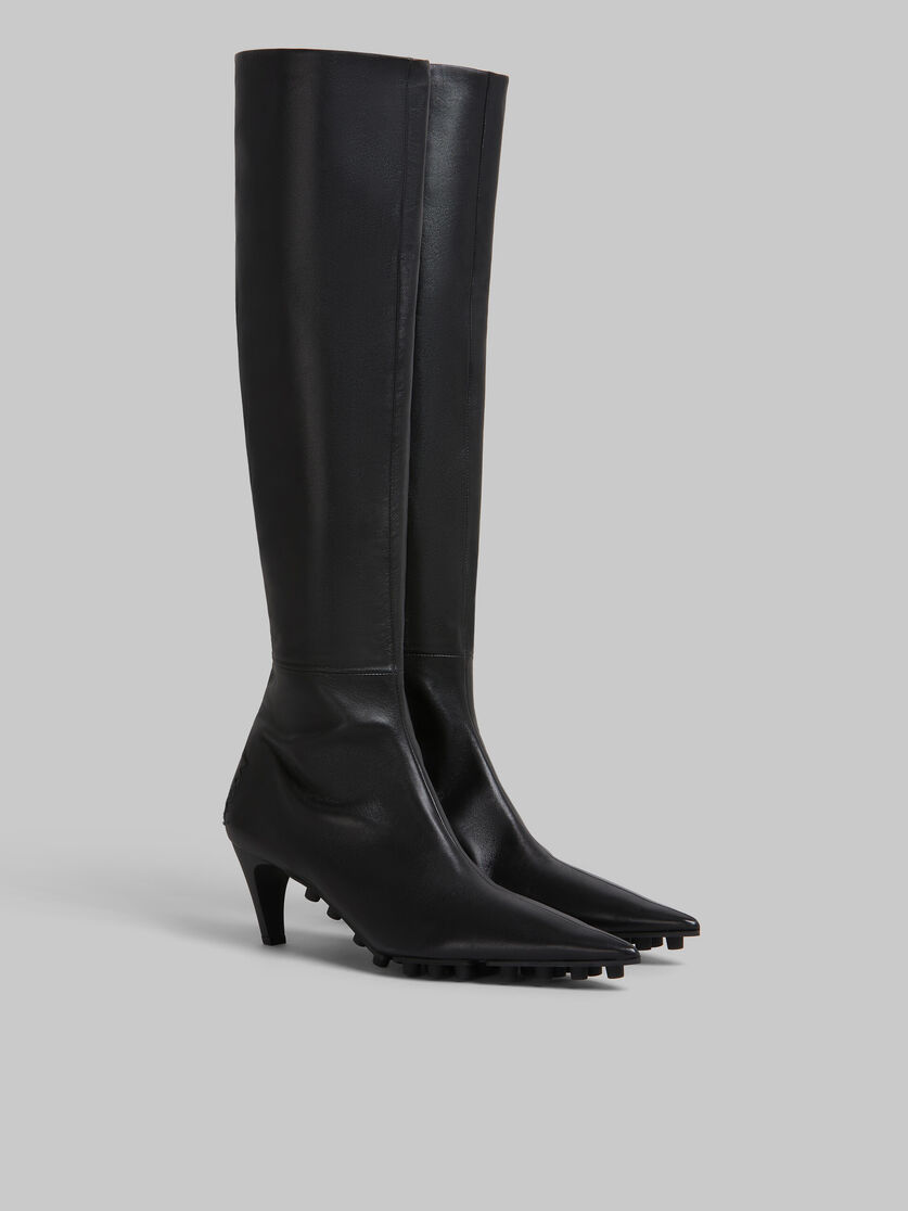 Schwarze kniehohe Stiefel Spike aus Nappaleder - Stiefel - Image 2