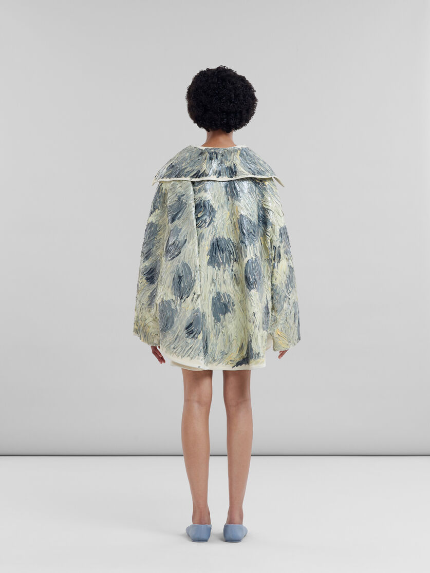 Hand-painted light yellow leather cape - Coat - Image 3