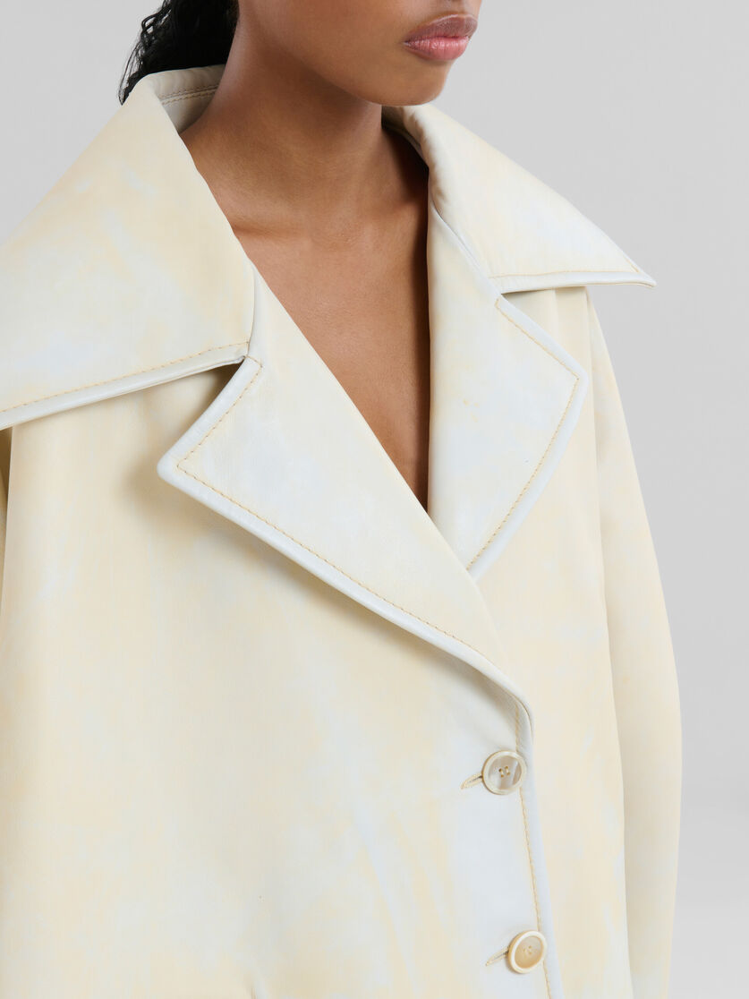 Light yellow leather cape - Coats - Image 4