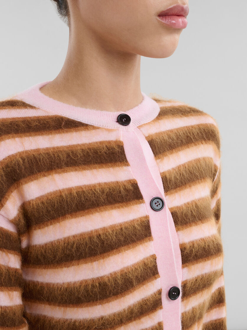 Pink striped wool-mohair cardigan - Pullovers - Image 4