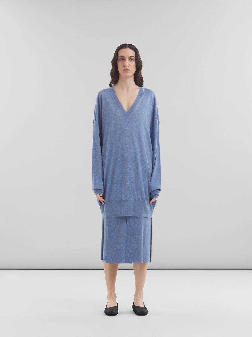 Blue wool-silk slouchy jumper with Marni mending - Pullovers - Image 2