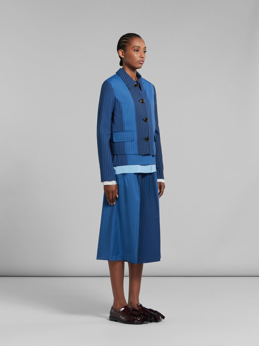 Veste en laine à fines rayures avec dégradé bleu - Manteaux - Image 6