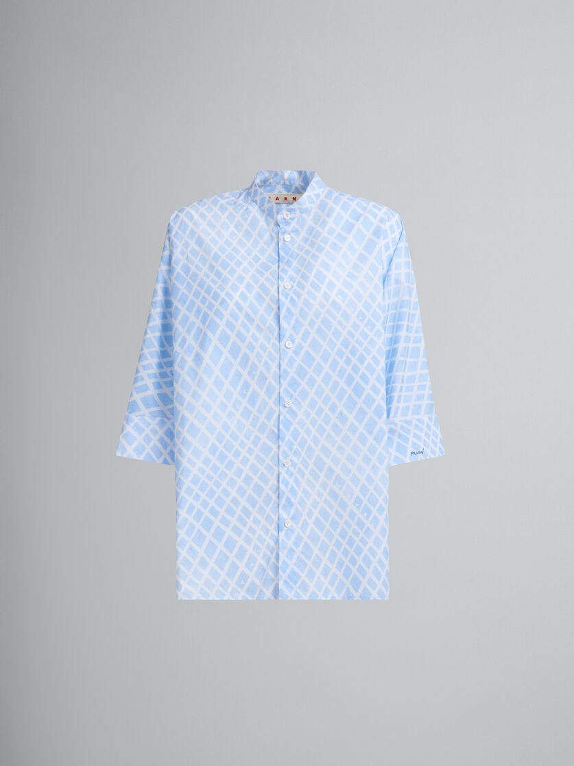 Camisa estilo kimono azul claro de popelina con estampado Landscapes - Camisas - Image 1