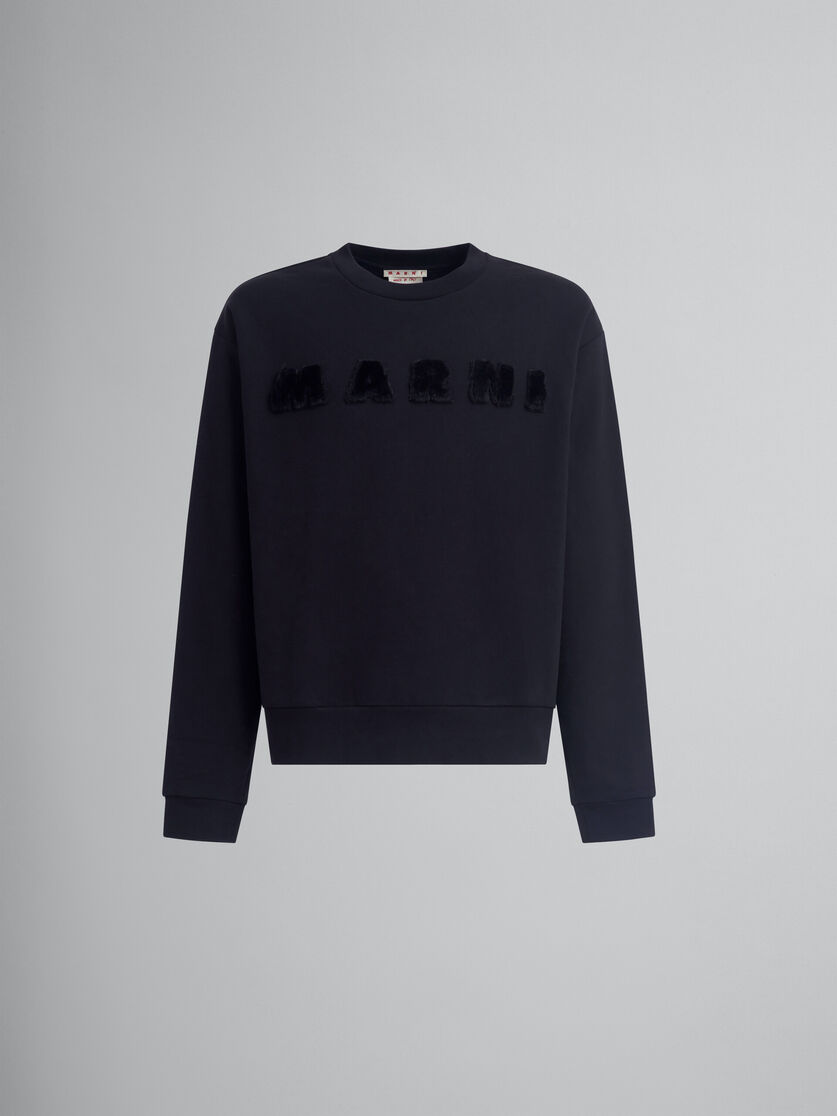 Black organic cotton sweatshirt with Marni logo - Sweaters - Image 1