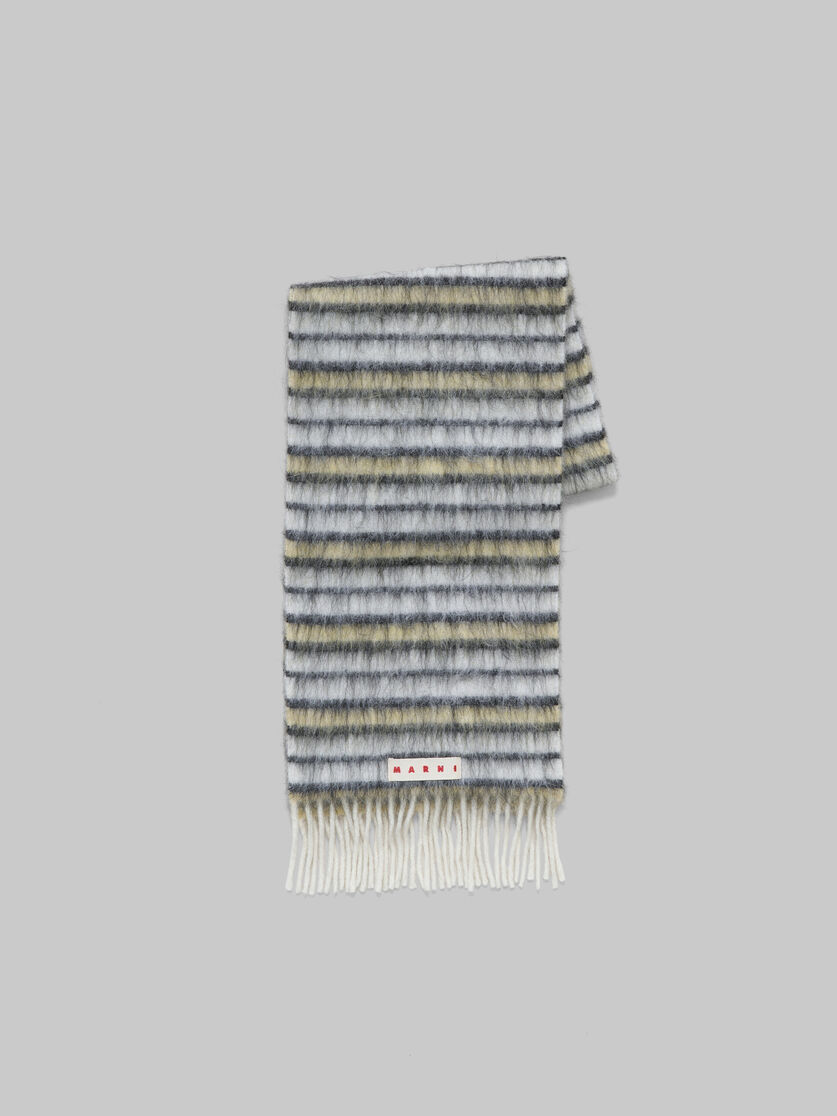 White wool and mohair scarf with striped pattern - Scarves - Image 1