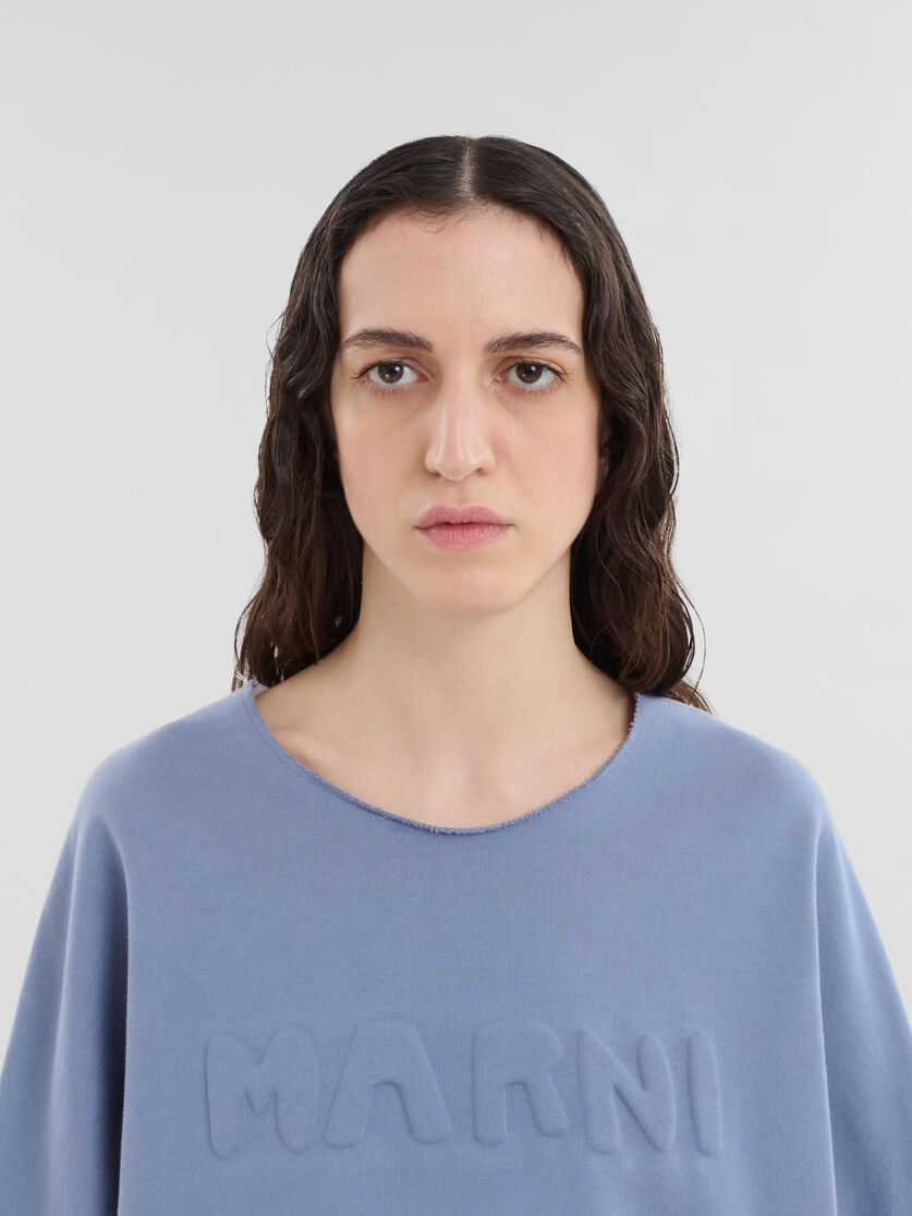Blue organic cotton sweatshirt with padded logo - Pullovers - Image 4