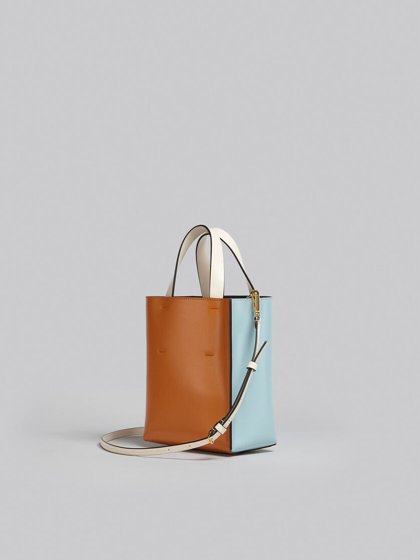 Bi-coloured MUSEO bag in shiny calfskin with shoulder strap - Shopping Bags - Image 3