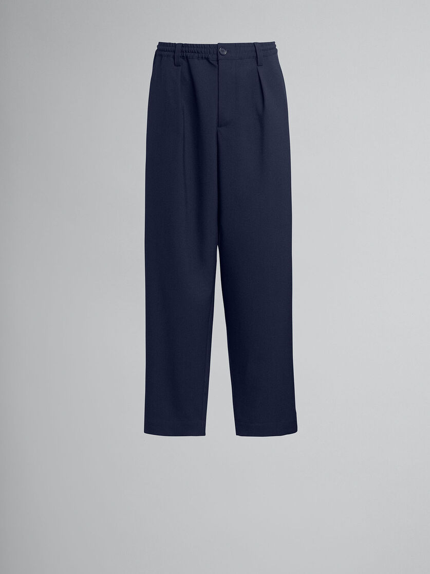 Pantalon court en laine tropicale bleue - Pantalons - Image 1