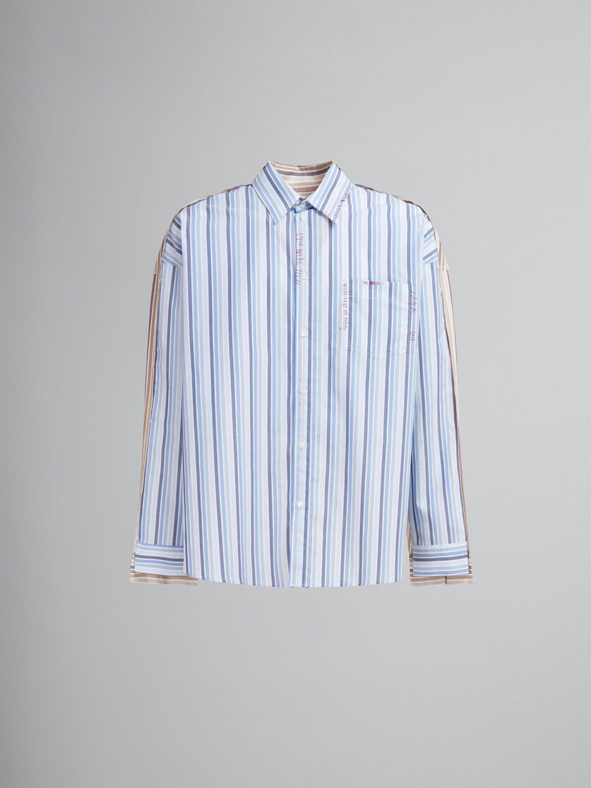 Blue and pink double stripe organic poplin shirt - Shirts - Image 1