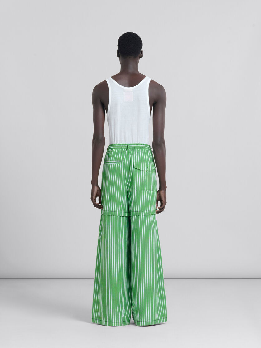 Green striped organic poplin hybrid cargo pants - Pants - Image 3