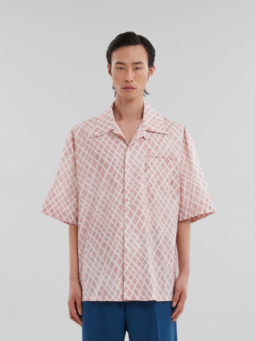 Pink poplin bowling shirt with Landscapes print - Shirts - Image 2