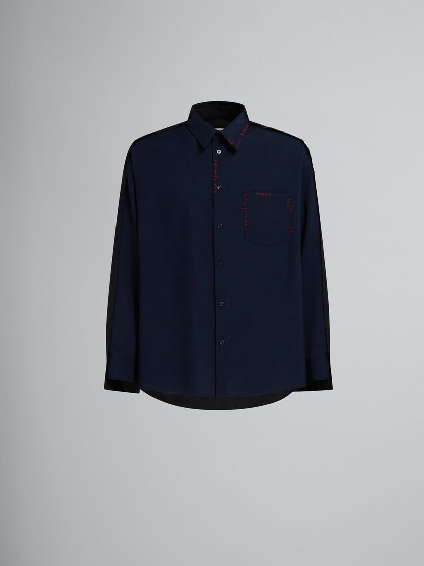ブルー トロピカルウール製シャツ、コントラストバック - シャツ - Image 1