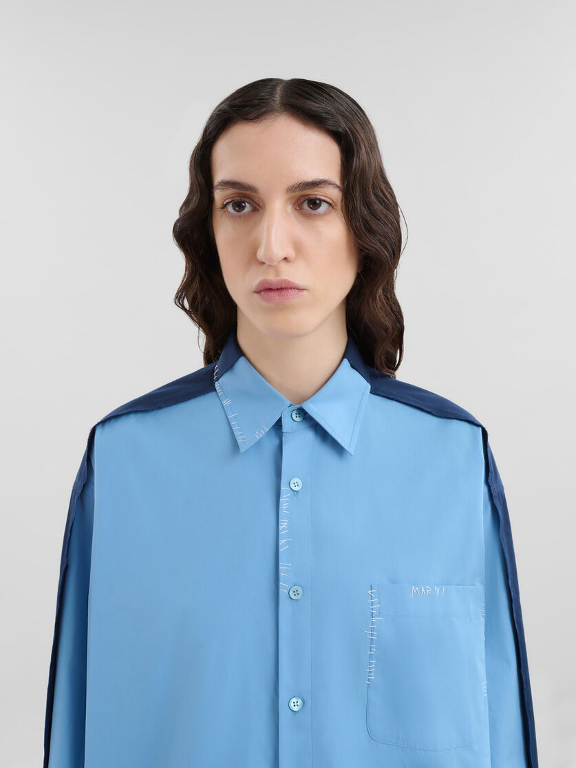 ブルー コントラストバック オーガニックポプリン製シャツ - シャツ - Image 4