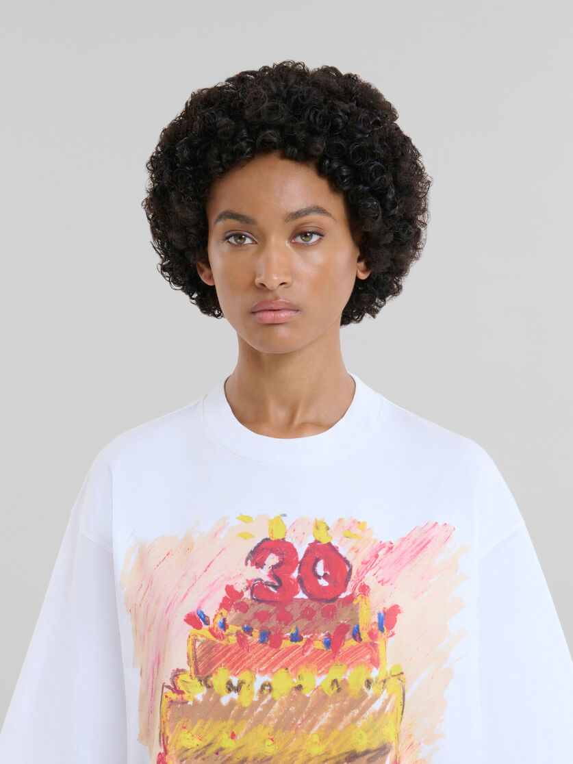 White organic cotton T-shirt with Marni 30th Anniversary print - T-shirts - Image 4