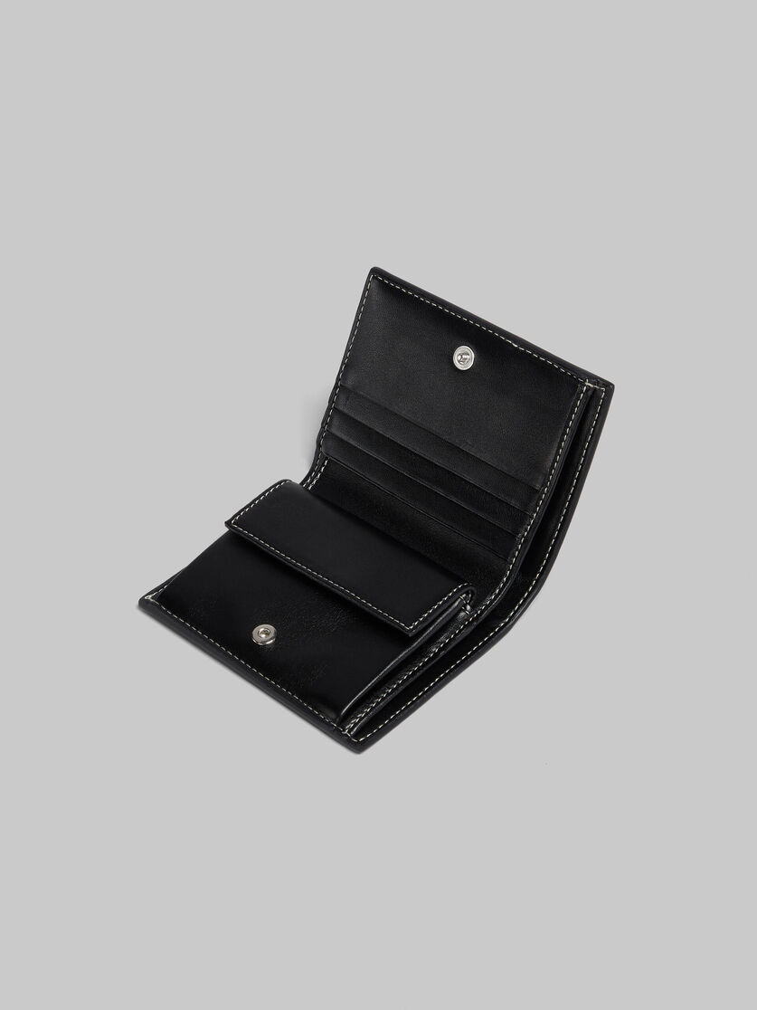 Zweifaches, schwarzes Kartenetui aus Leder - Brieftaschen - Image 4