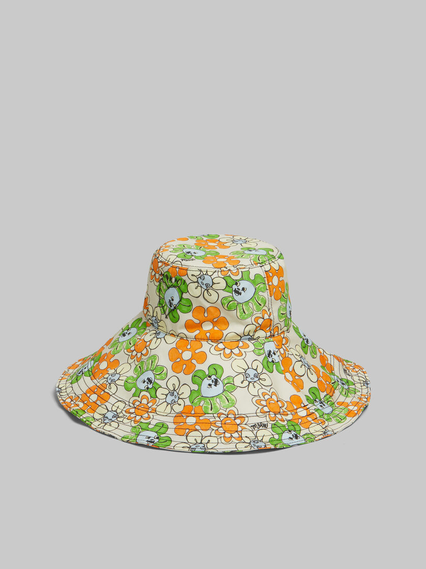 Orange and green printed organic gabardine hat - Hats - Image 3