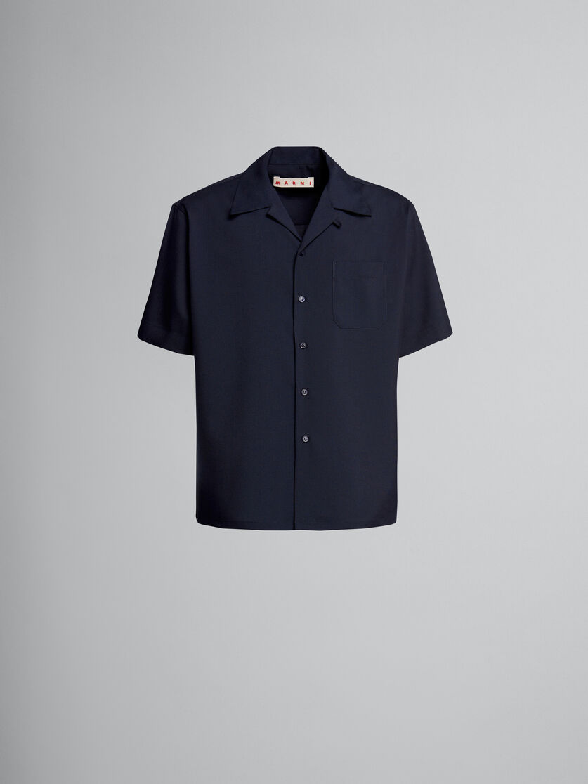 ライトブルー トロピカルウール ボウリングシャツ(ボクシーフィット) - シャツ - Image 1