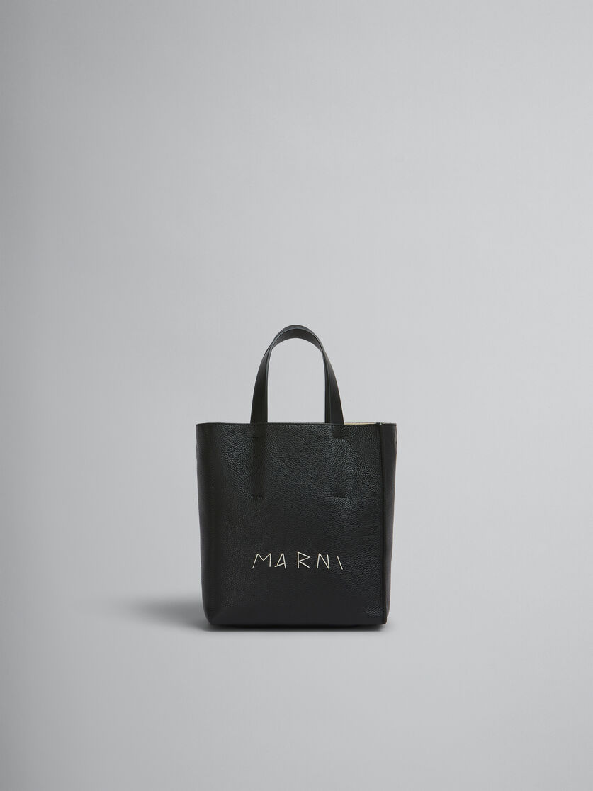 Mini-sac Museo Soft en cuir ivoire et marron avec effet raccommodé Marni - Sacs cabas - Image 1