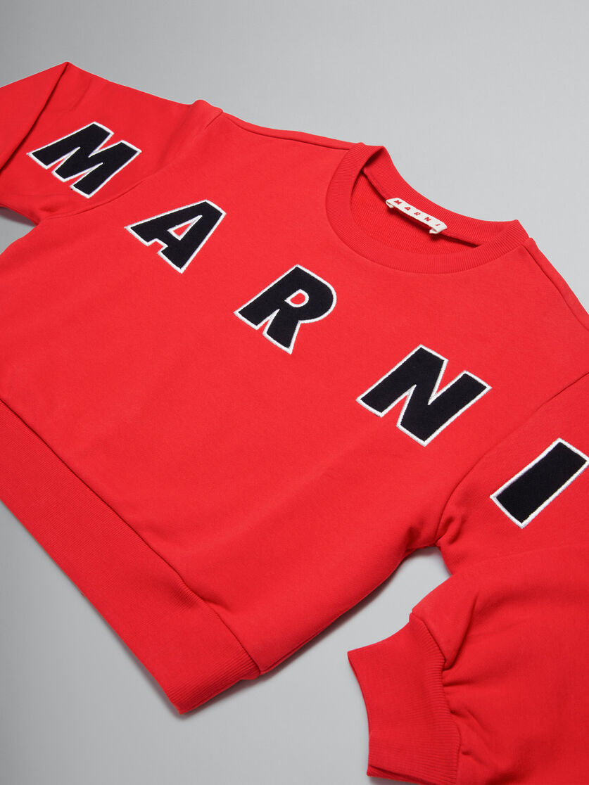 Red cropped crewneck sweatshirt with embroidered logo - Sweaters - Image 4