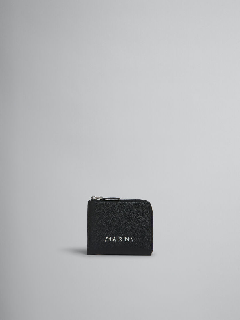 ブラック レザー製 ジップアラウンドウォレット、マルニメンディング - 財布 - Image 1