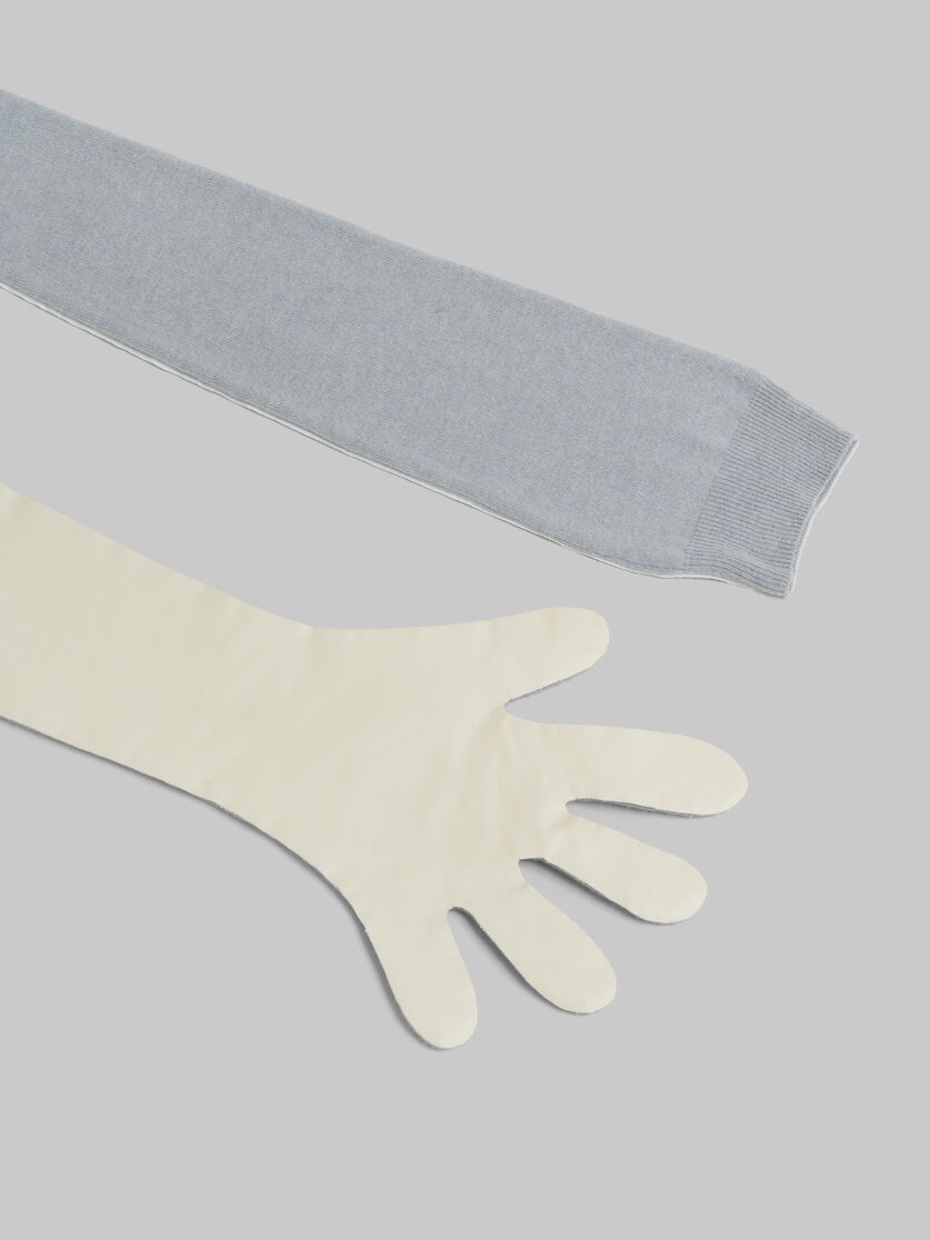 Gray and white wool and cashmere long gloves - Gloves - Image 3