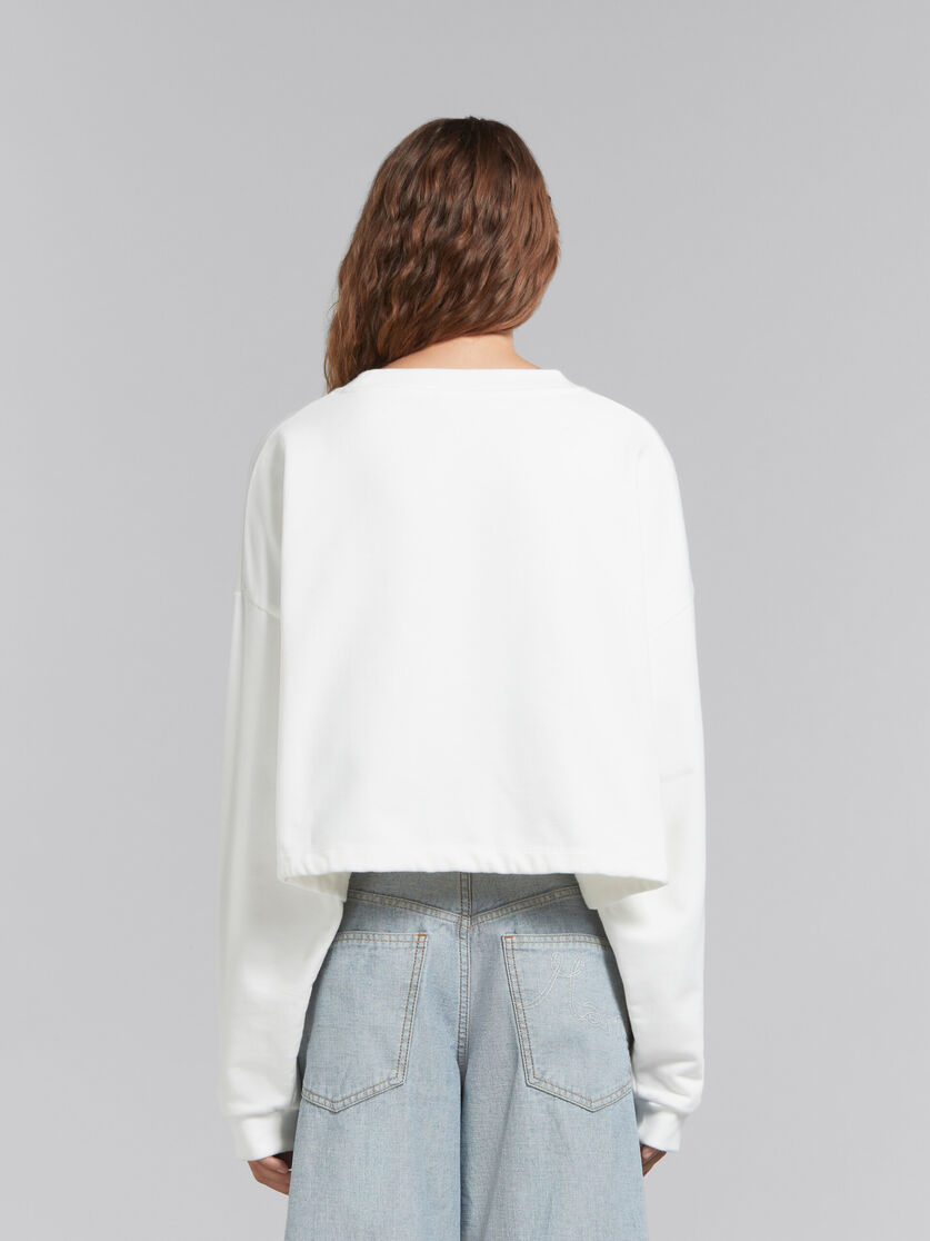 White organic cotton sweatshirt with drawstring hem - Sweaters - Image 3