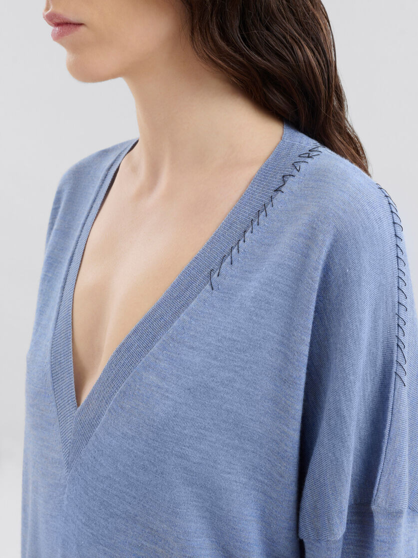 Blue wool-silk slouchy jumper with Marni mending - Pullovers - Image 4