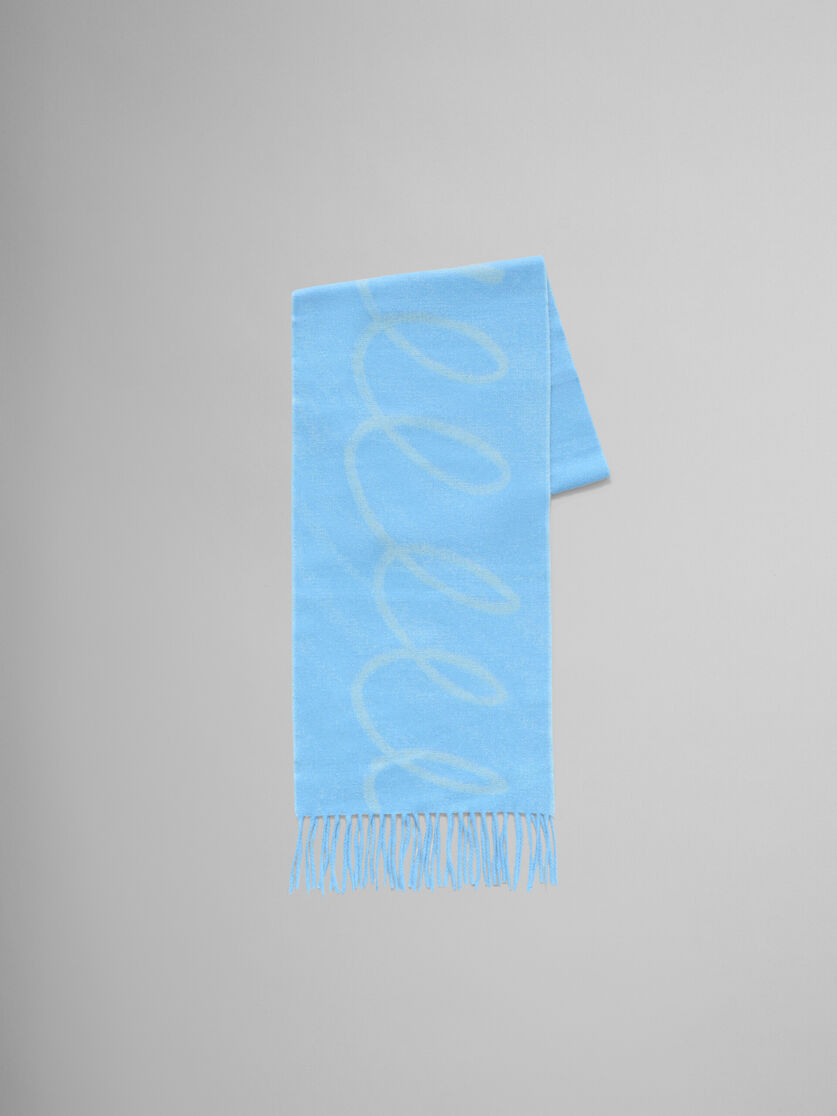 Blue wool-cashmere scarf with Echoes motif - Scarves - Image 1