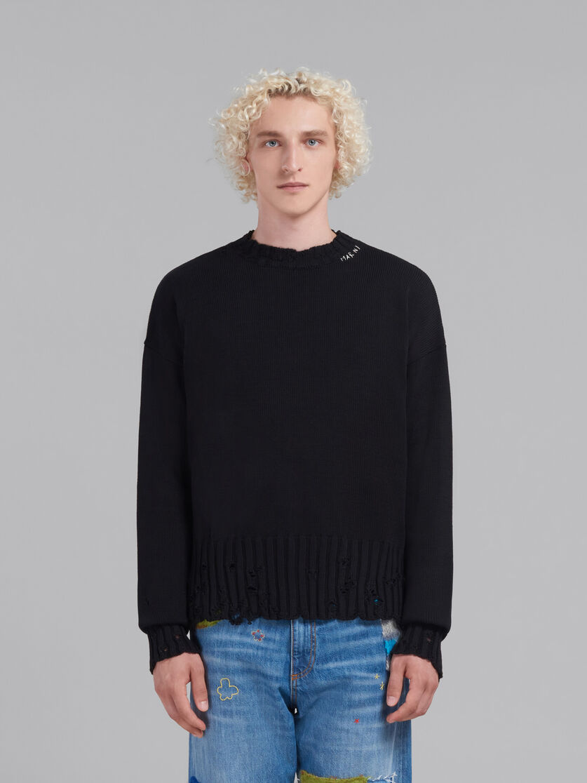 Black twisted crewneck sweater - Pullovers - Image 2