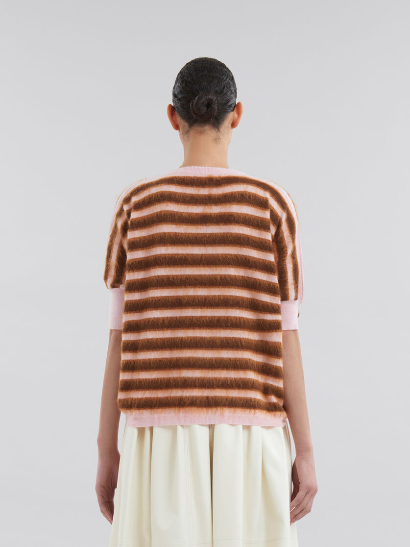 Pink striped wool-mohair mid-sleeve jumper - Pullovers - Image 3