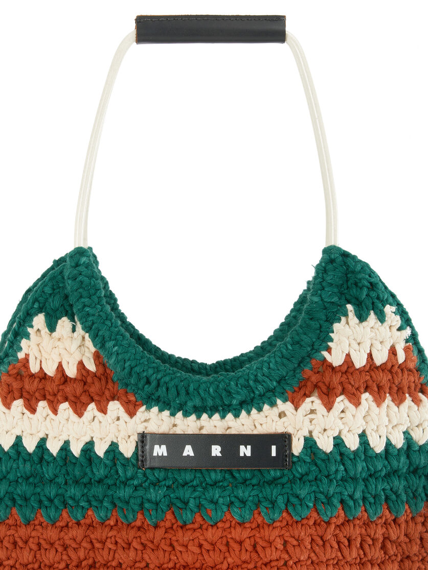Brown striped cotton crochet MARNI MARKET handbag - Shopping Bags - Image 4