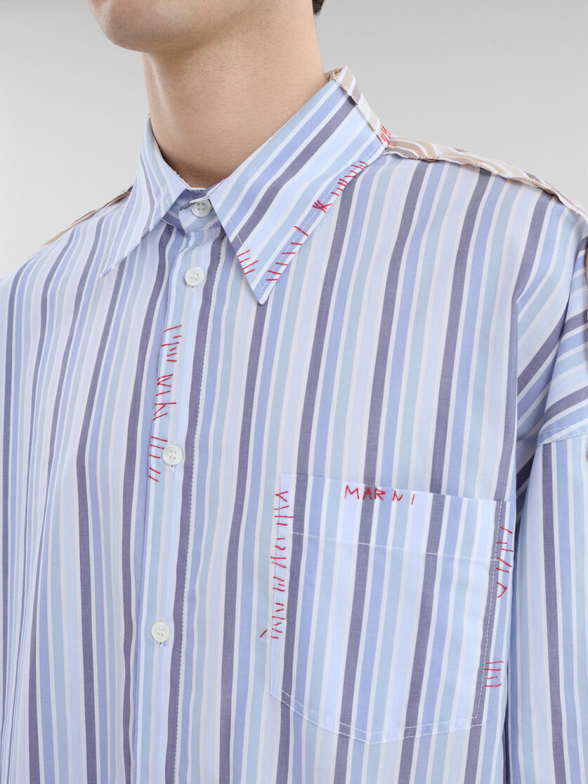 Camisa azul y rosa de popelina orgánica con doble motivo de rayas - Camisas - Image 4