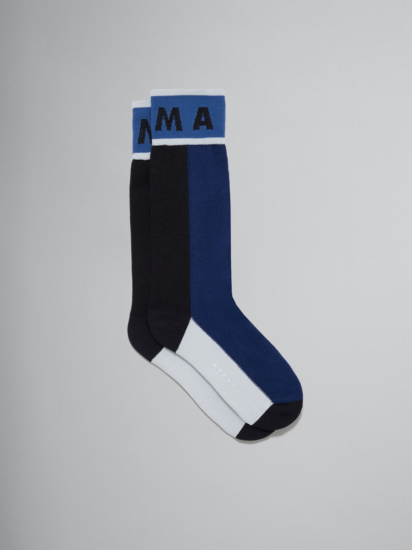 Chaussettes en coton bleu color-block - Chaussettes - Image 1