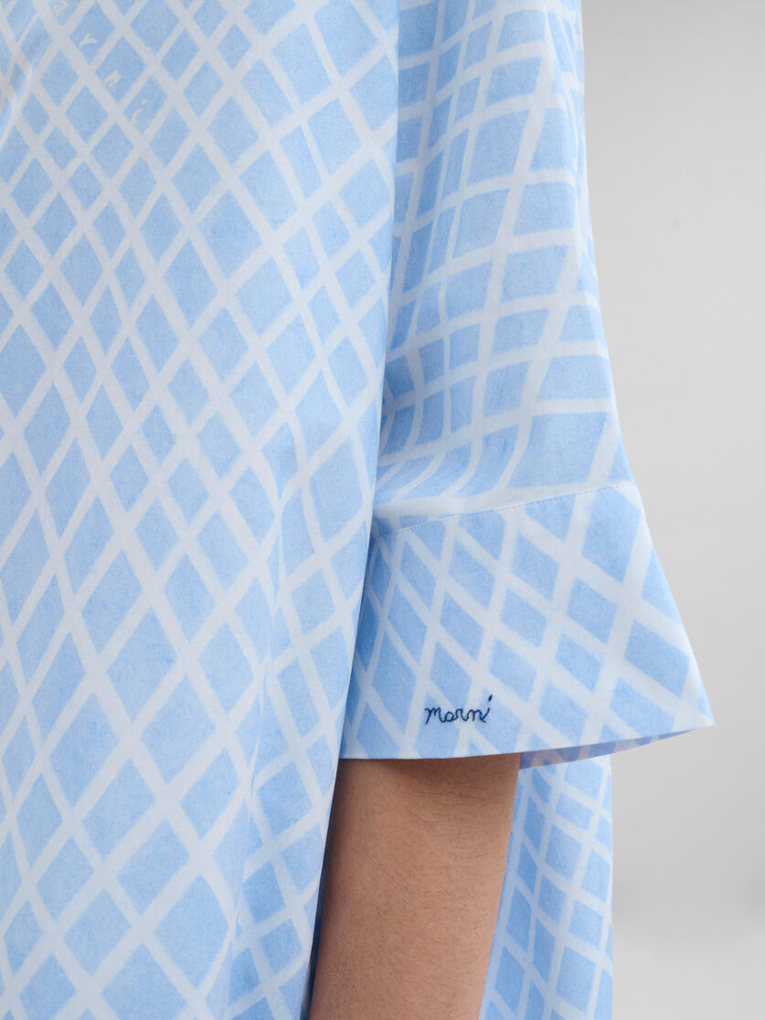 Light blue poplin kimono shirt with Landscapes print - Shirts - Image 4