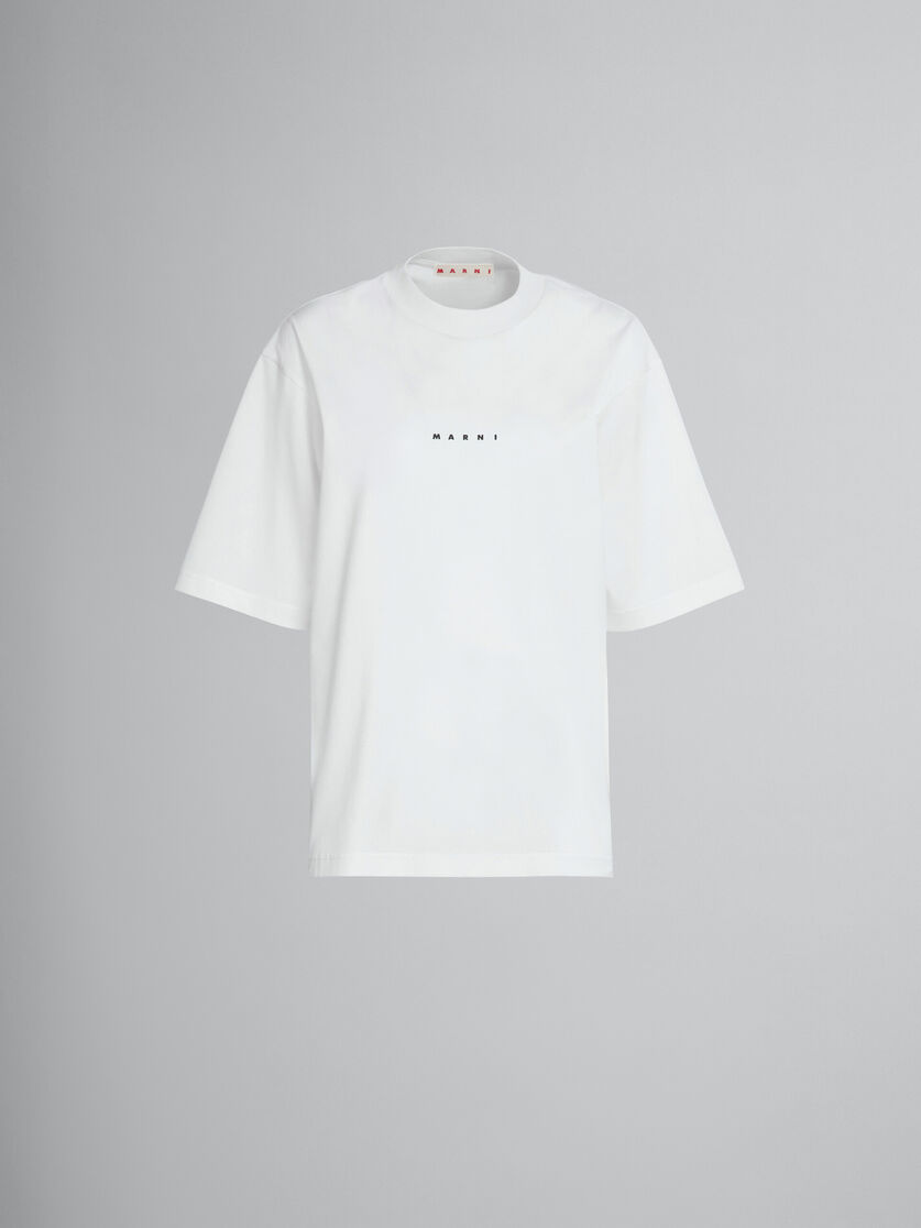 ホワイト ロゴ入りオーガニックコットン製Tシャツ - Tシャツ - Image 1