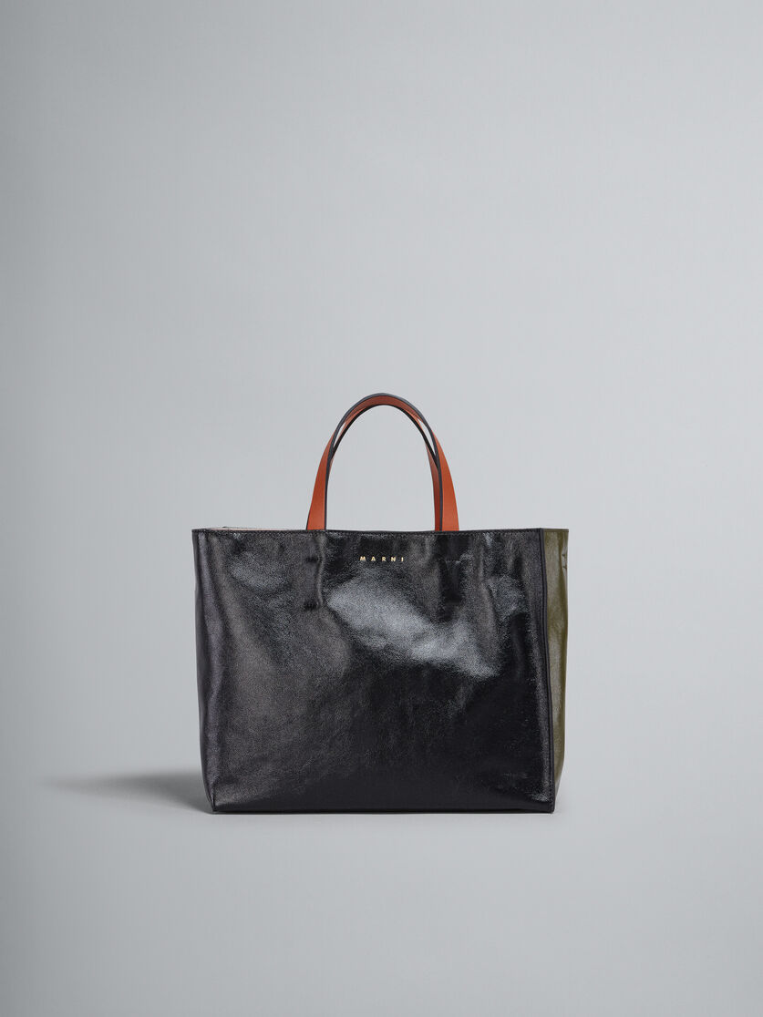 MUSEO SOFT bag piccola in pelle nera verde e arancio - Borse shopping - Image 1