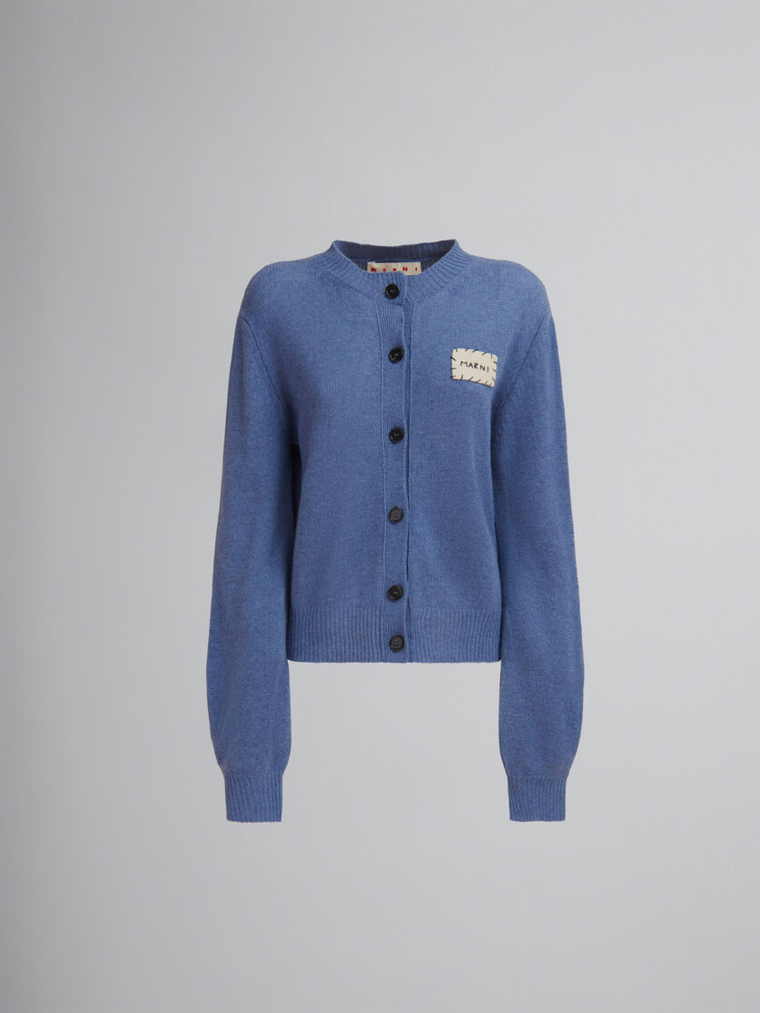 Blue cashmere cardigan with Marni patch - Pullovers - Image 1