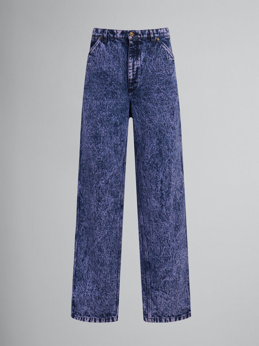 Blue marble-dyed denim jeans - Pants - Image 1