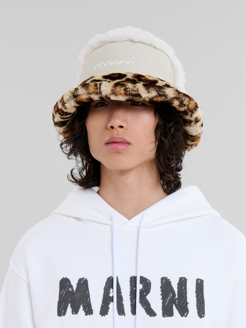 Leather and shearling bucket hat - Hats - Image 2