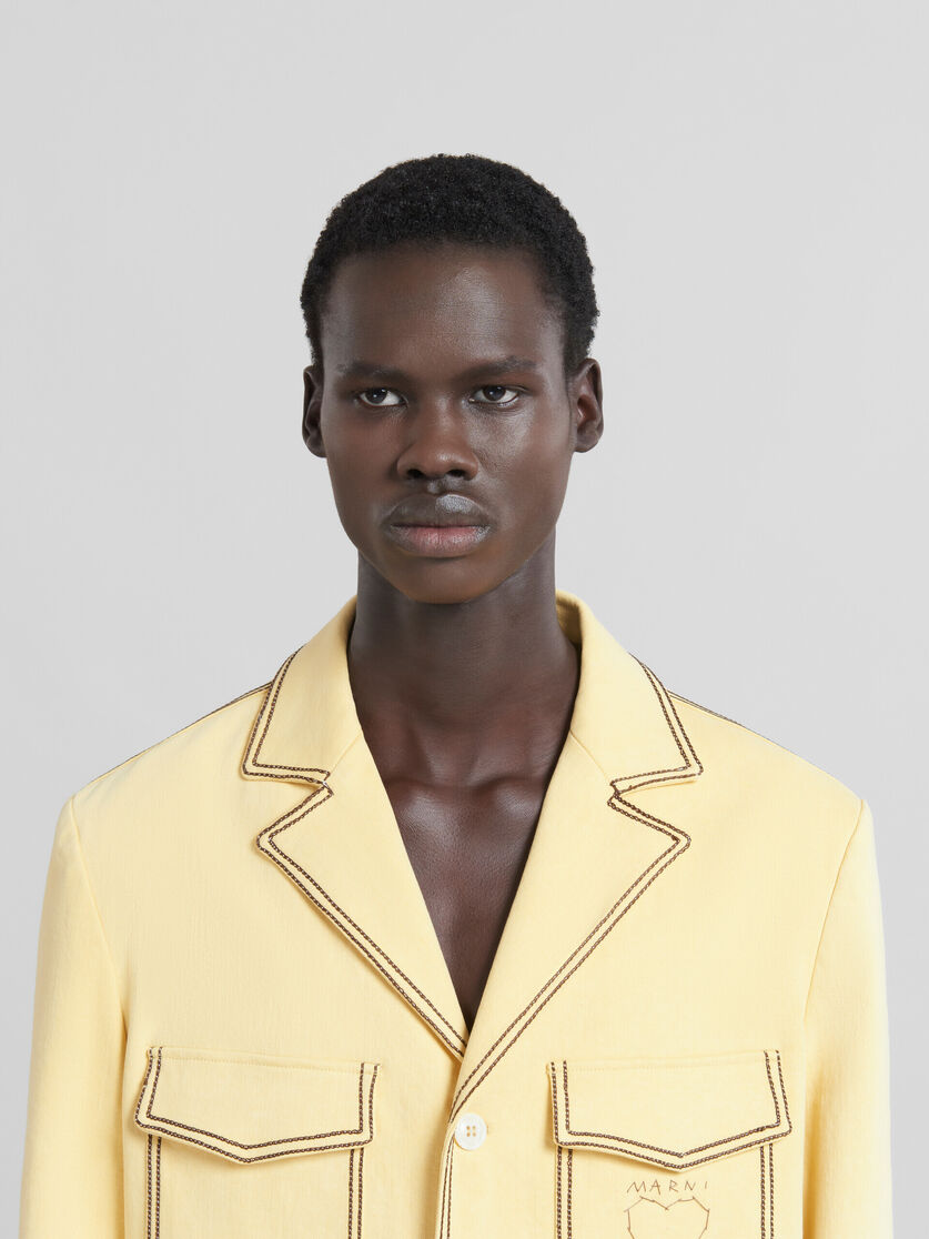 Yellow organic denim blazer with contrast stitching - Jackets - Image 4