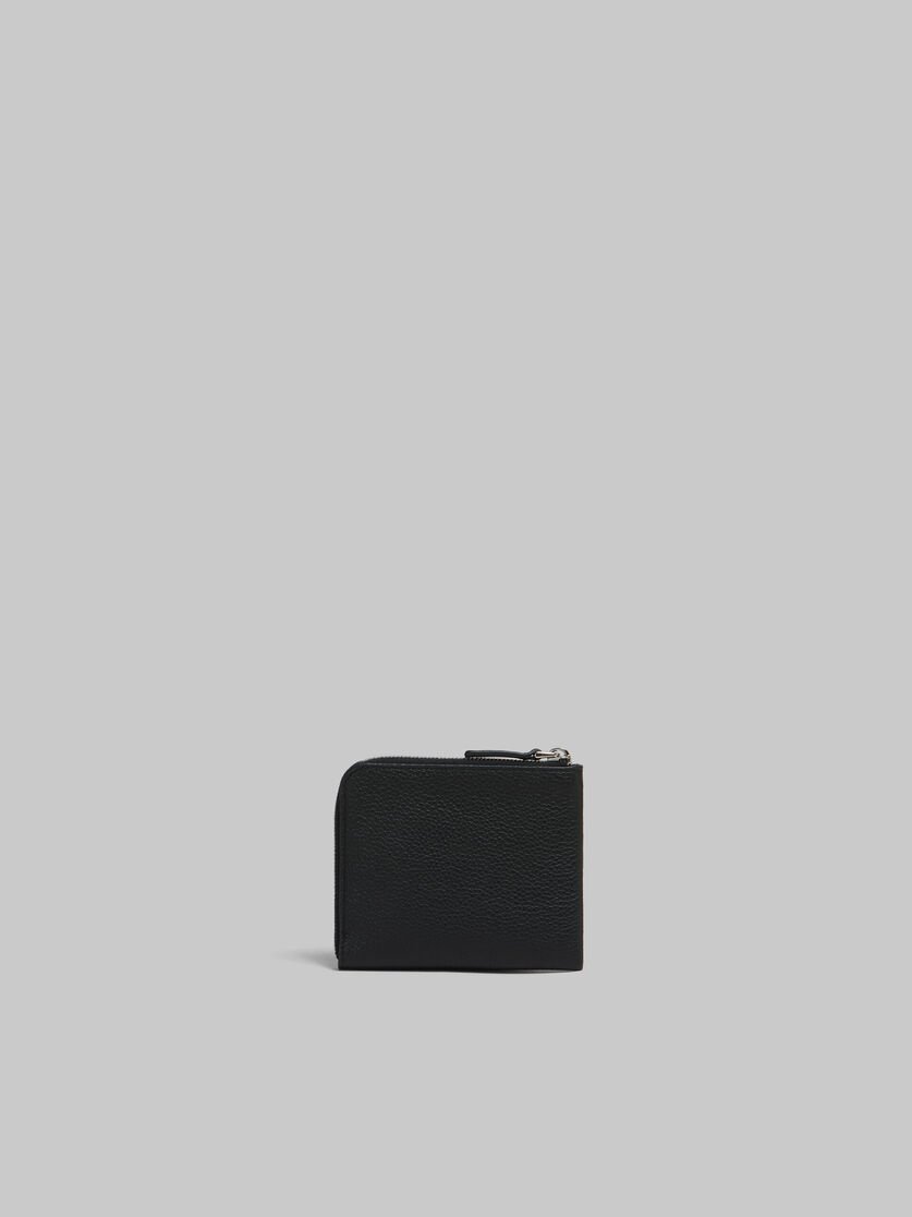 Black leather zip-around wallet with Marni mending - Wallets - Image 3
