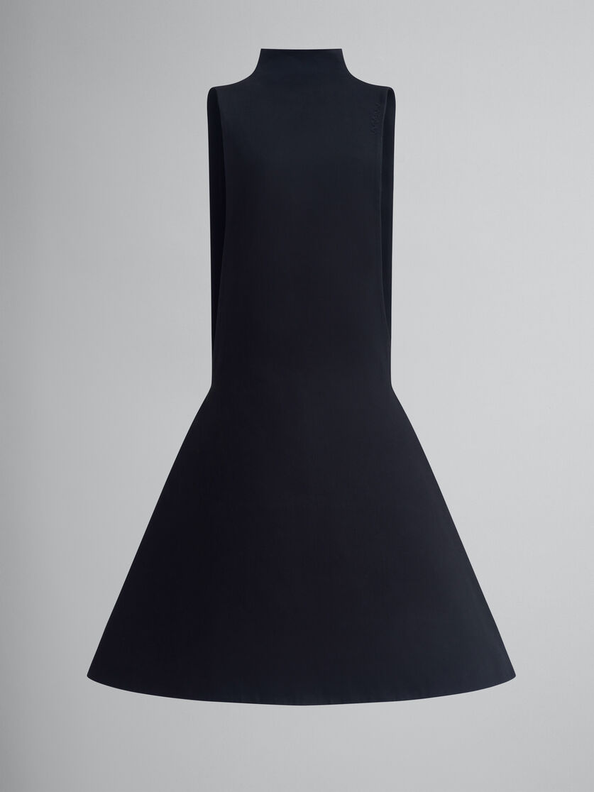 Black organic cotton satin A-line dress - Dresses - Image 1