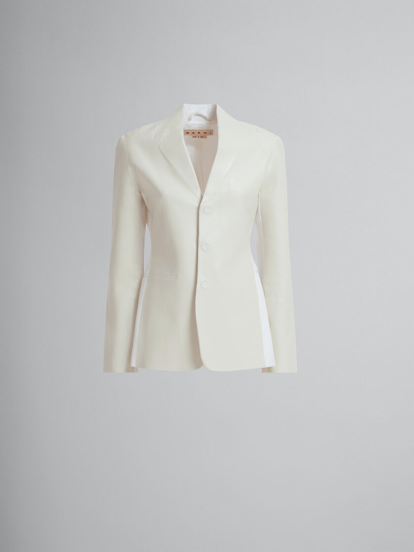 White wool and coated fabric blazer - Jackets - Image 1