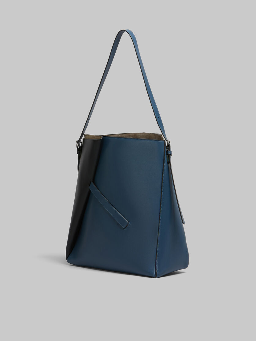 Deep blue and black leather Reverse hobo bag - Shoulder Bag - Image 3