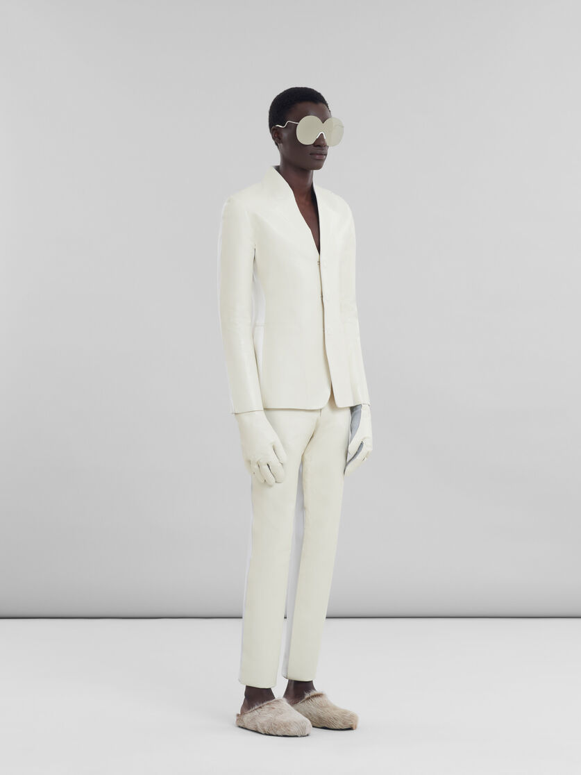 White wool and coated fabric blazer - Jackets - Image 6